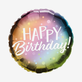 Folieballong - Happy Birthday - Ombre Dots