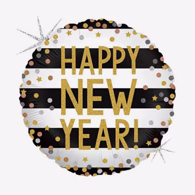 Folieballong - HNY Confetti Stripes