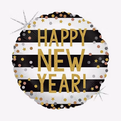 Folieballong - HNY Confetti Stripes