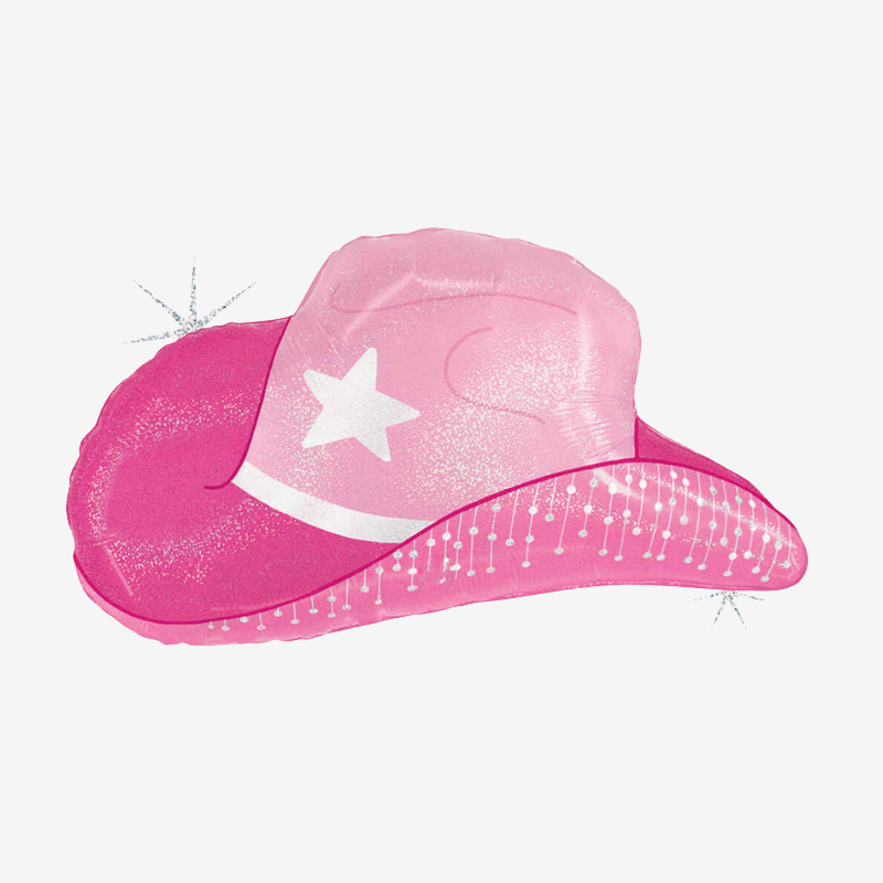 Folieballong - Rosa Cowboyhatt
