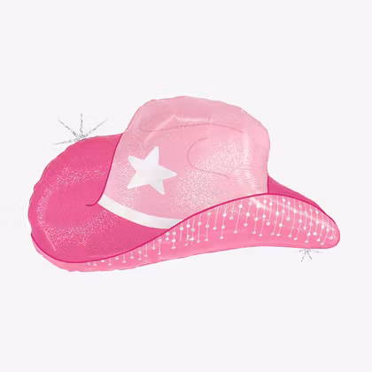 Folieballong - Rosa Cowboyhatt
