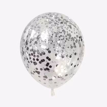 Konfettiballong 28 cm - Silver