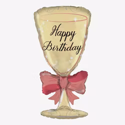 Folieballong - Happy Birthday - Champagneglas