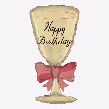 Folieballong - Happy Birthday - Champagneglas