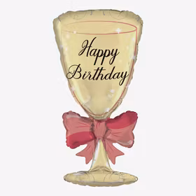 Folieballong - Happy Birthday - Champagneglas