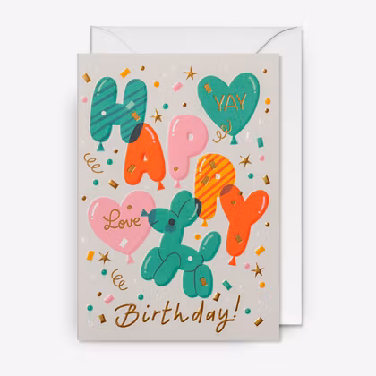 Kort - Happy Birthday Balloons and Confetti