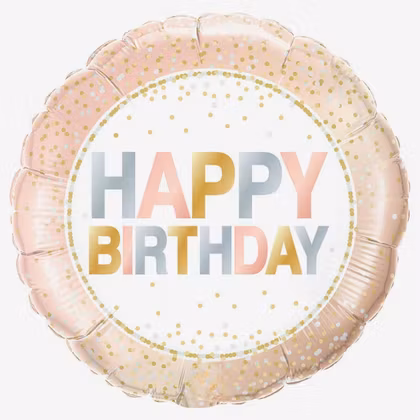 Ballongpost  - Happy Birthday Rose Confetti