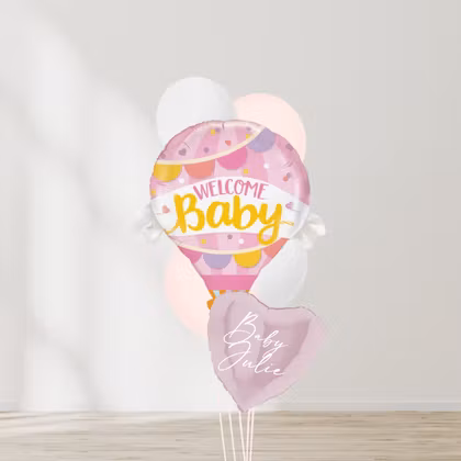 Ballongbukett - Welcome Baby Luftballong Rosa