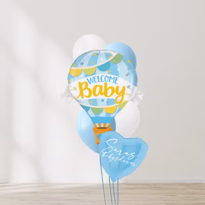 Ballongbukett - Welcome Baby Luftballong Blå