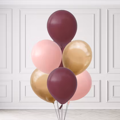 Ballongbukett - Rosigt Rosa & Guld