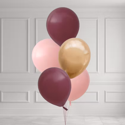 Ballongbukett - Rosigt Rosa & Guld