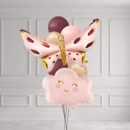 Ballongbukett - Rosa Vingar