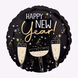 Folieballong - HNY - Svart