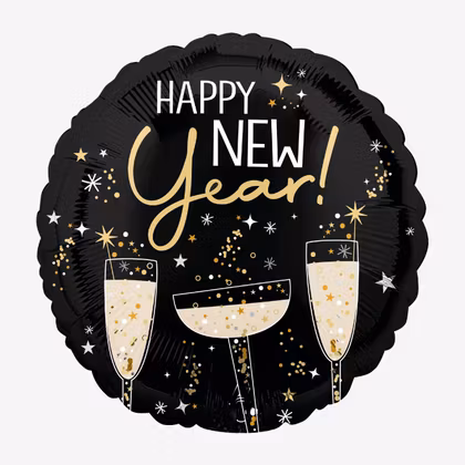 Folieballong - HNY - Svart