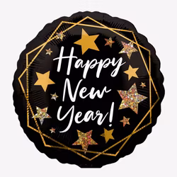 Folieballong - HNY - Svart & Guld