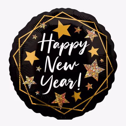 Folieballong - HNY - Svart & Guld