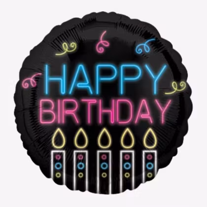Folieballong - Happy Birthday - Neon
