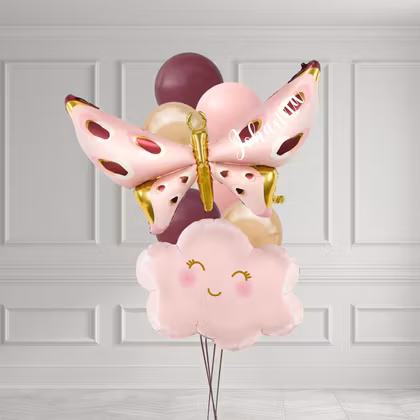 Ballongbukett - Rosa Vingar