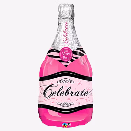 Folieballong - Champagneflaska Celebrate Rosa