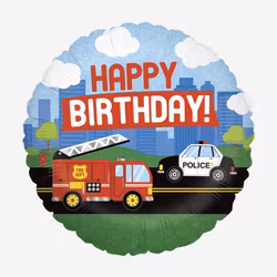 Folieballong - Happy Birthday - Räddningsfordon