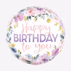 Folieballong - Happy Birthday - Floral Watercolor