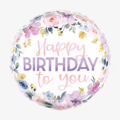 Folieballong - Happy Birthday - Floral Watercolor