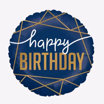 Folieballong - Happy Birthday - Marinblå Guld