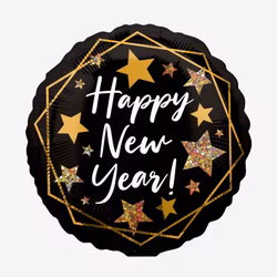 Folieballong - HNY - Svart & Guld