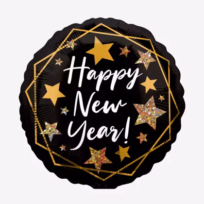 Folieballong - HNY - Svart & Guld