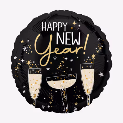 Folieballong - HNY - Svart