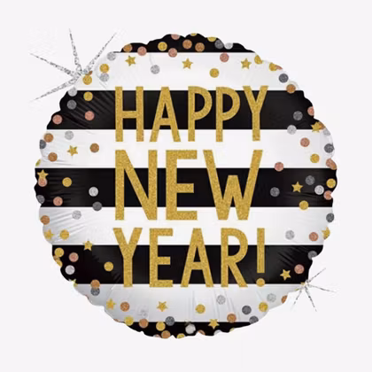 Folieballong - HNY Confetti Stripes