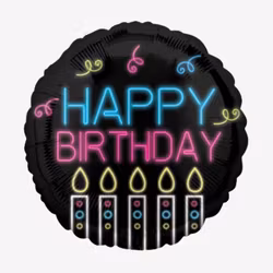 Folieballong - Happy Birthday - Neon