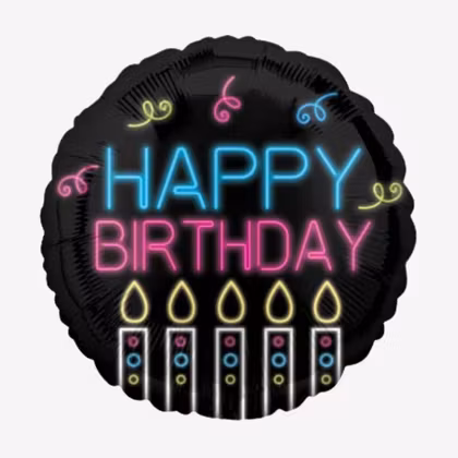 Folieballong - Happy Birthday - Neon