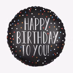 Folieballong - Happy Birthday - Satin Dots