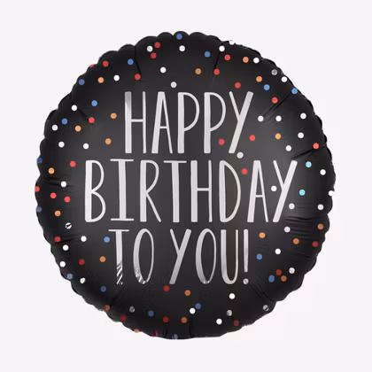 Folieballong - Happy Birthday - Satin Dots