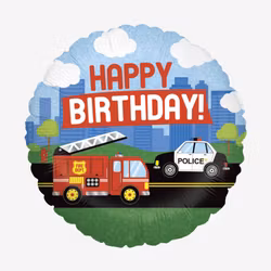 Folieballong - Happy Birthday - Räddningsfordon