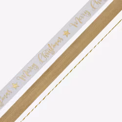 Presentbandkit Merry Christmas Guld