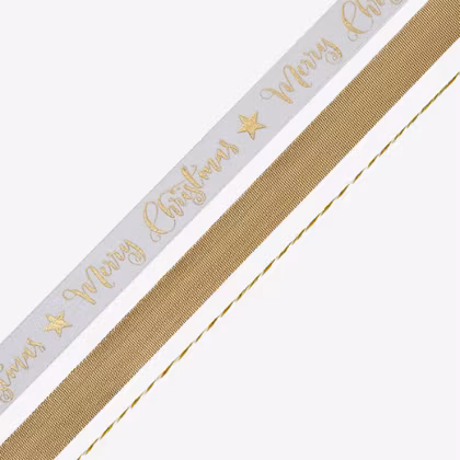 Presentbandkit Merry Christmas Guld