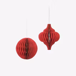 Julgranskula - Honeycomb - Röd