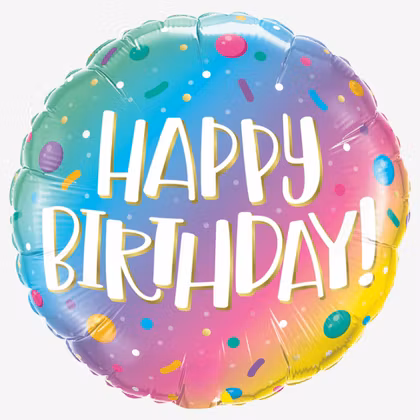 Ballongpost  - Happy Birthday Ombre Strössel