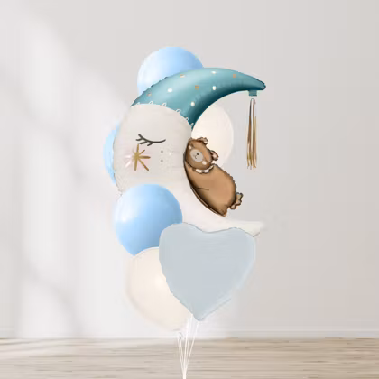 Ballongbukett - Nalle på Månen Blå