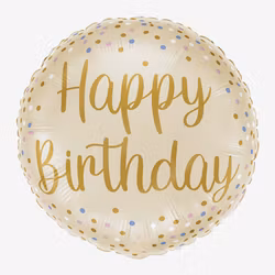 Folieballong - Happy Birthday - Cream Confetti