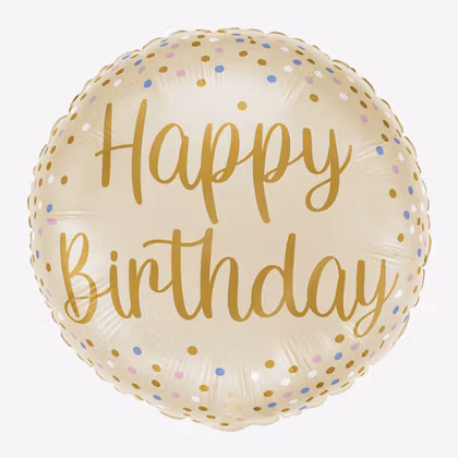 Folieballong - Happy Birthday - Cream Confetti