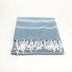 Badhandduk Fouta, oceanblå, eko-bomull