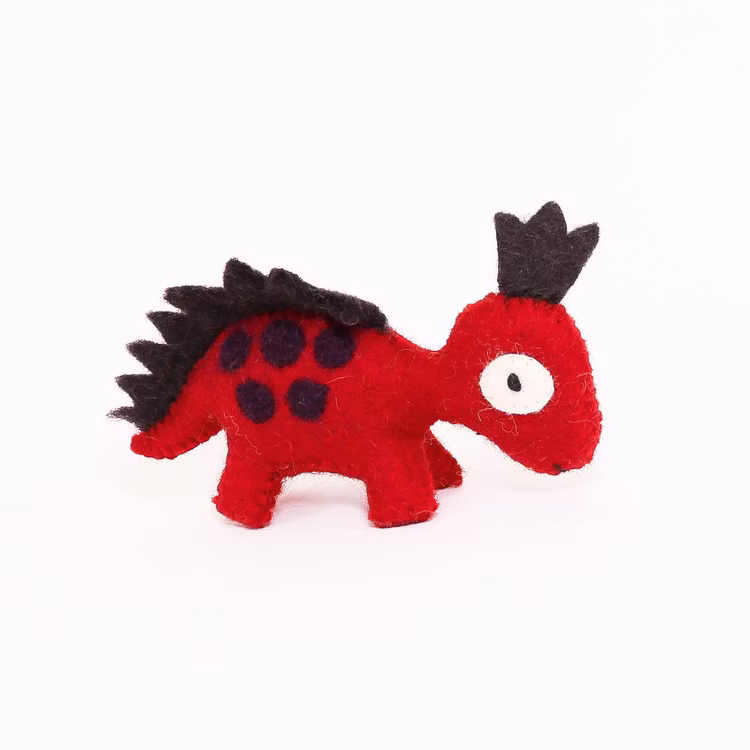 Dinosaurus, liten stegosaurus i tovad ull. Fair Trade från Nepal.