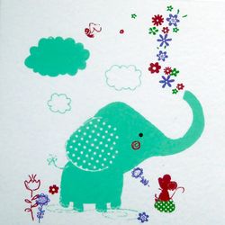 Brevkort m kuvert, Elefant & mus, bomullspapper