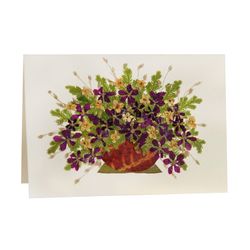Dubbelt minikort m kuvert, Violetta blomsterbukett
