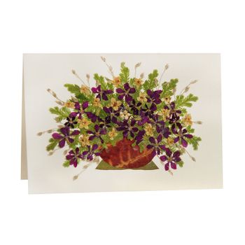 Dubbelt minikort m kuvert, Violetta blomsterbukett