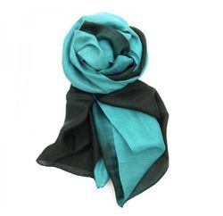Sjal, scarf Batik, siden, akvamarin/grön