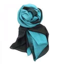 Sjal, scarf Batik, siden, akvamarin/grön